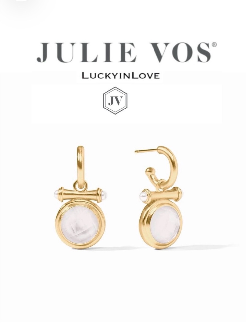 Julie Vos • Bamboo Hoop & Charm Earrings | Clear Iridescent ⭐️⭐️⭐️⭐️⭐️